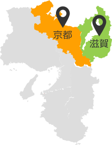 京都府と滋賀県が強調された地図のイラスト